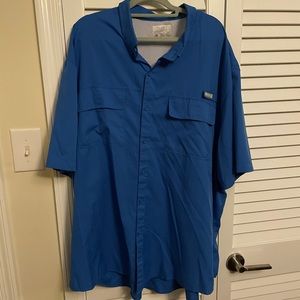Ocean Coast ventilated button down shirt- blue